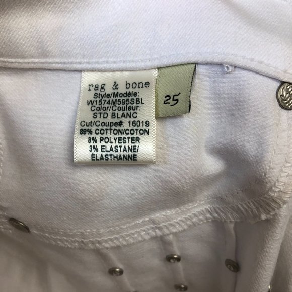 Rag & Bone Studded Skinny Jeans White Sz 25 - Picture 9 of 15